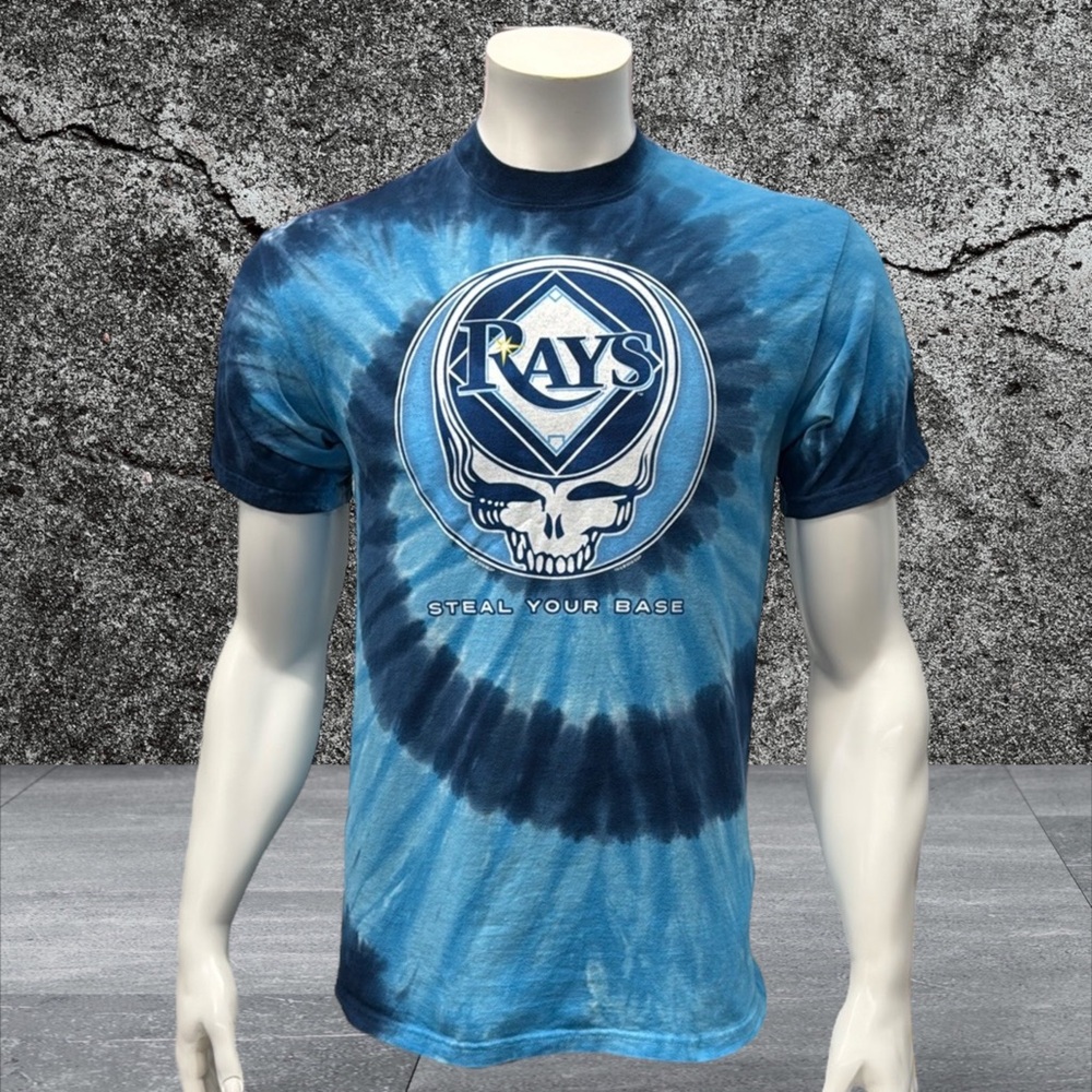 Liquid Blue Grateful Dead Tampa Bay Rays Steal Your Base Tie Dye Blue T-Shirt MD